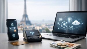Smartphone affichant une application fintech pour illustrer la finance et innovation.