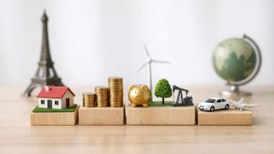 Portefeuille financier réparti entre actions, obligations et épargne pour diversifier vos investissements.